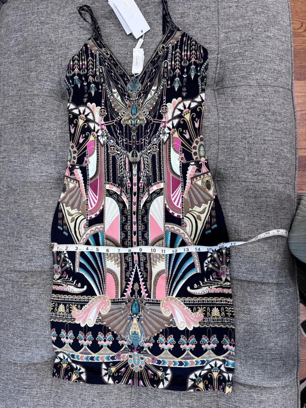 Camilla They Called Her Nefertari V Neck Black Multicolor Mini Dress size XS - Picture 7 of 9